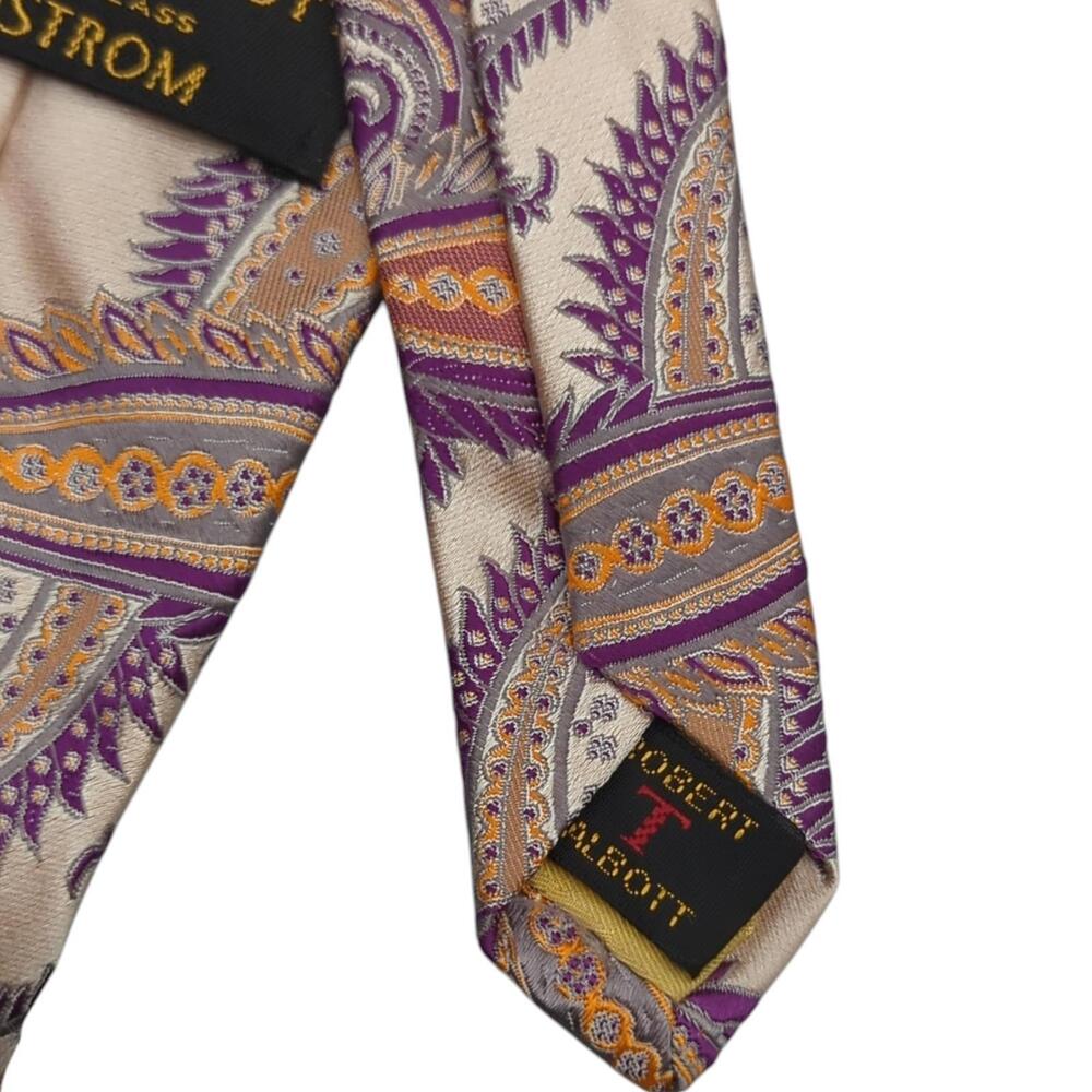 Robert Talbott Silk Tie‎ Paisley Cream Best Of Class Nordstrom 60.75"x3.25" USA - Picture 7 of 9